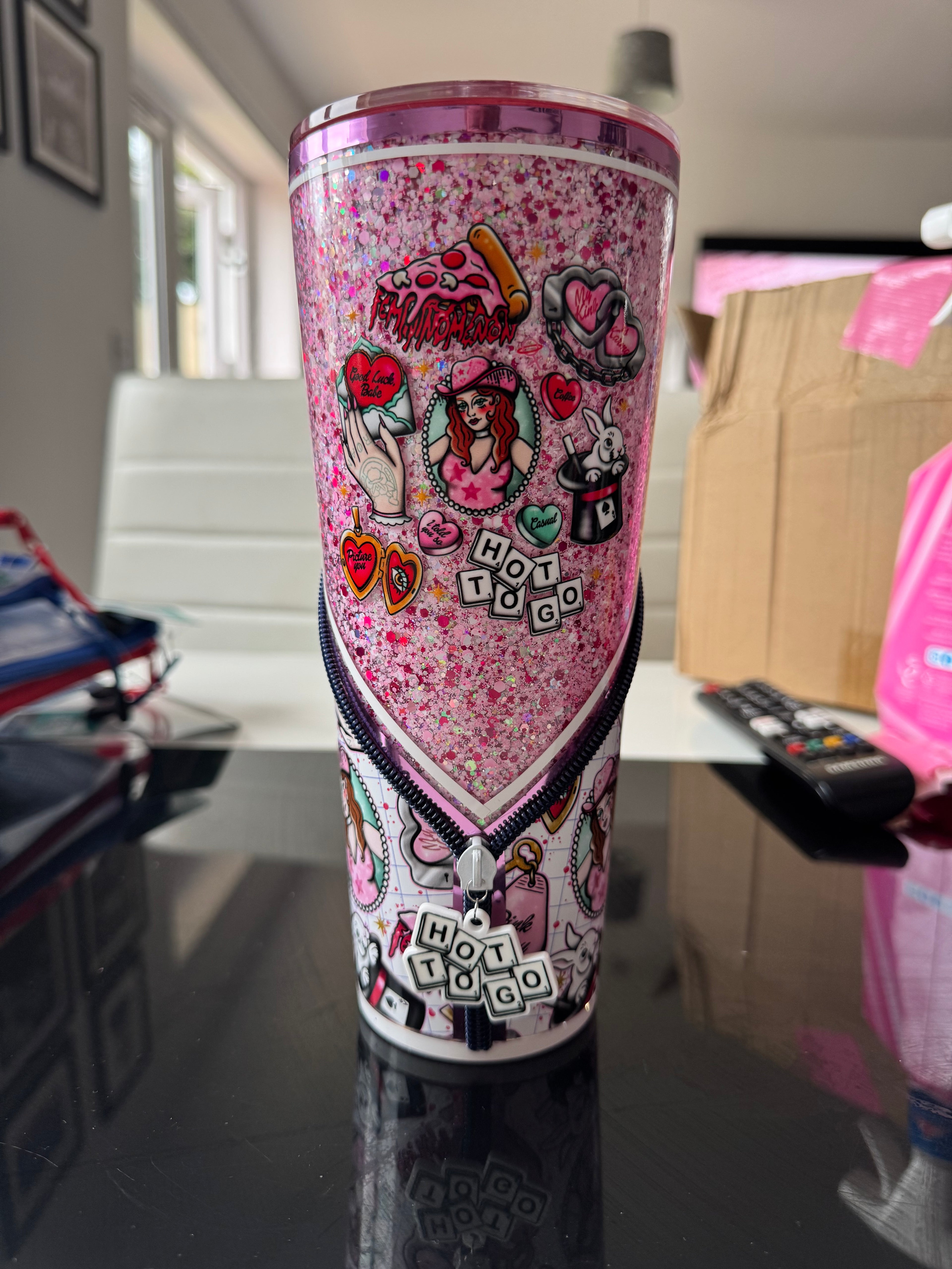 RTS 24OZ Zipper Pink Pony Club Acrylic Tumbler
