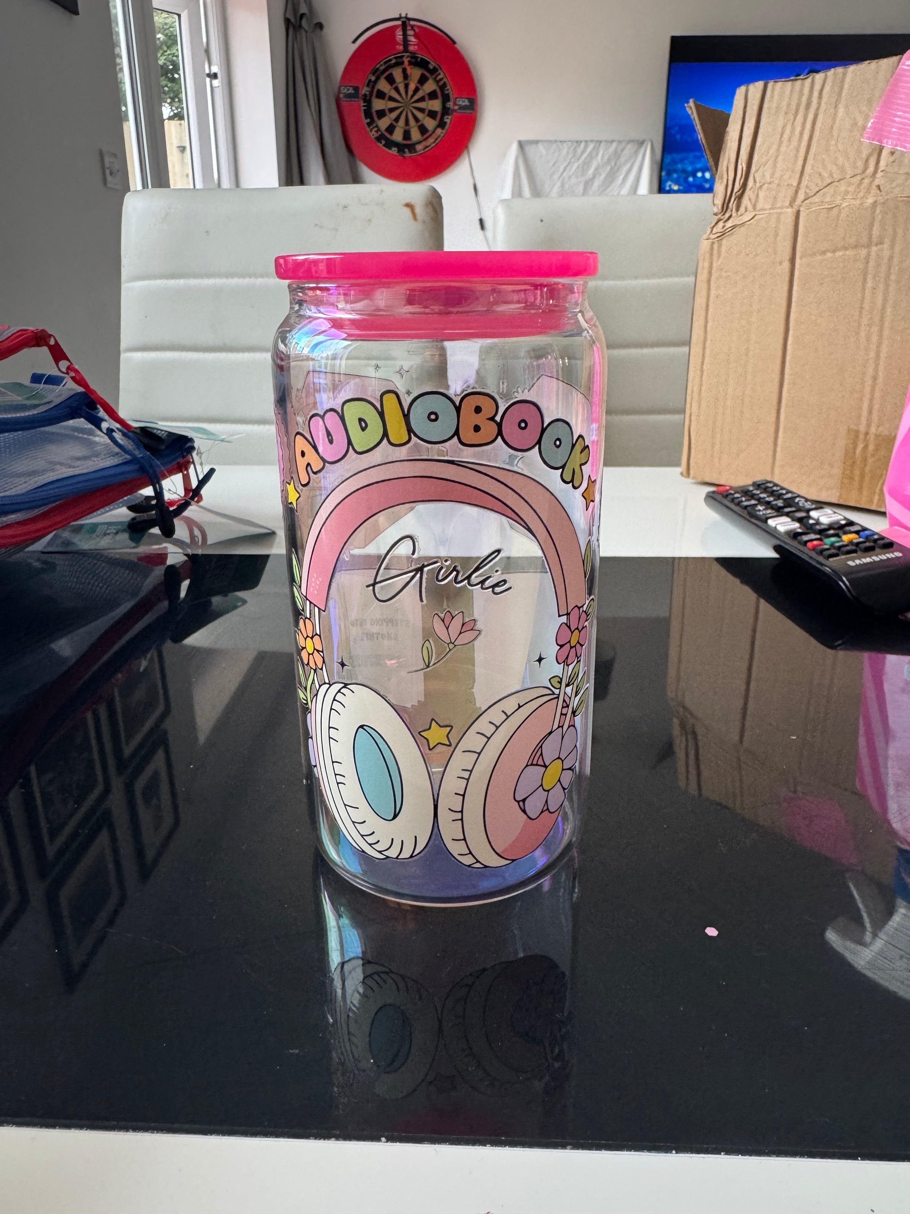 RTS Audiobook Girlie 16OZ glass Libby can