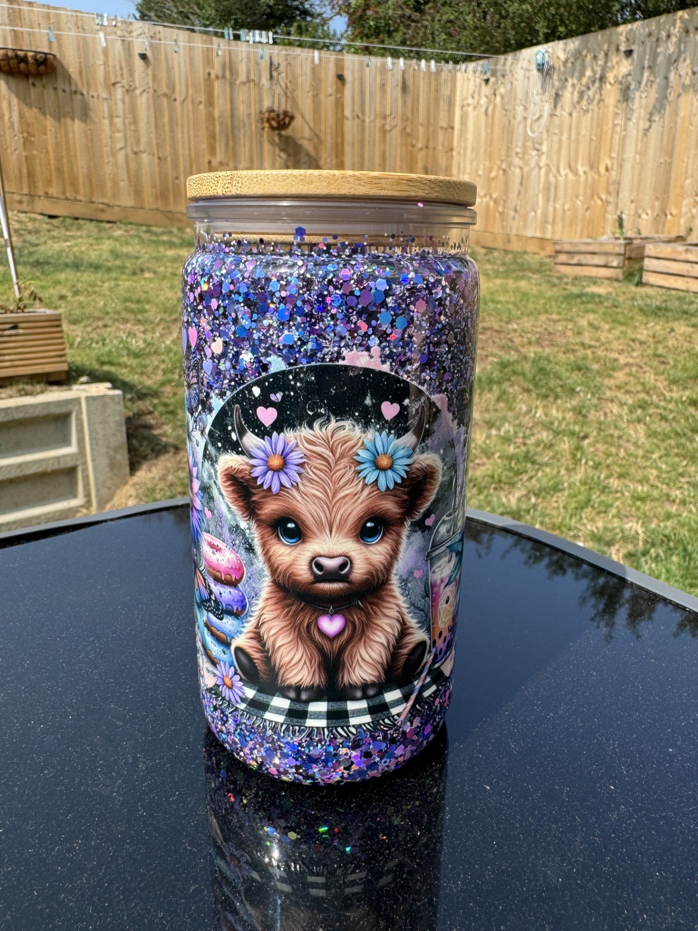 RTS Purple Highland Cow 16OZ Acrylic Tumbler